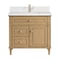 James Martin Vanities 36'' Single Vanity, Light Natural Oak w/ Single Hole 3 CM White Zeus Quartz Top & Backsplash 424-V36-LNO-1WZ - alternate 1